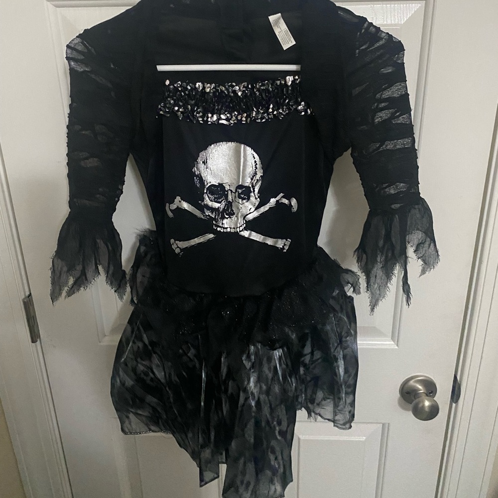 Witch Skull Halloween Costume Tutu School Child Girl Small With Headpiece NWOT